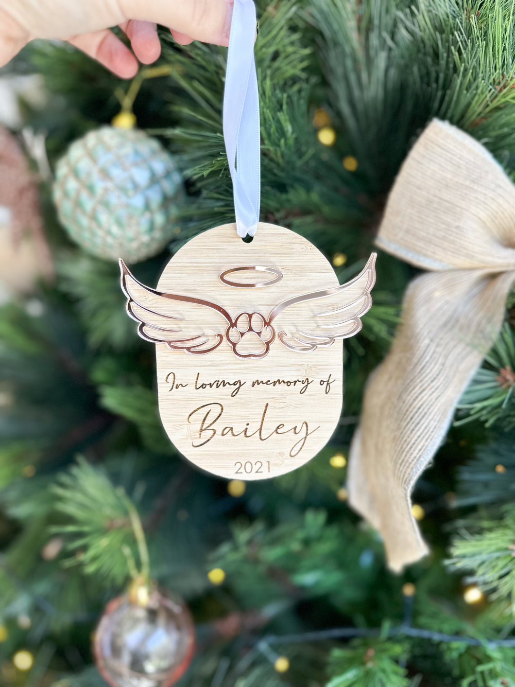 Oval Paw Angel Ornament