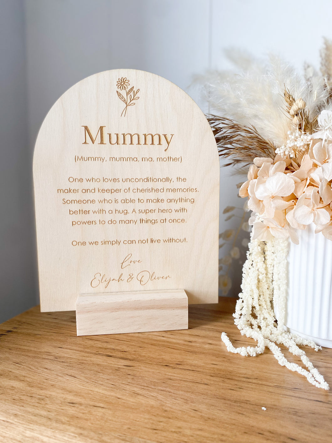 Mother’s Day Plaque- engraved posie
